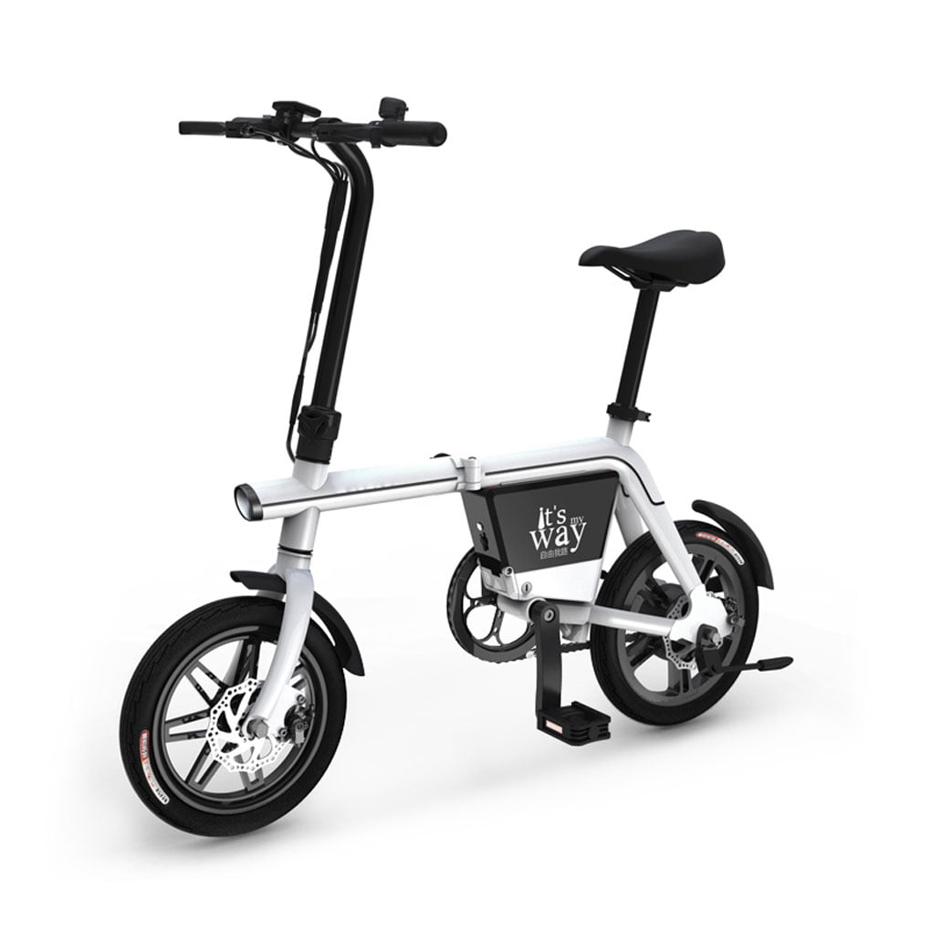 white 14 inch foldable electric bike